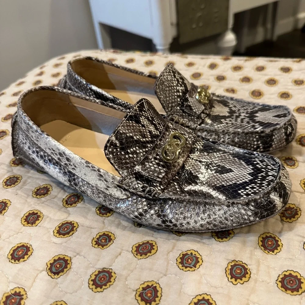 Cole Haan Shelby Bit Logo Snake Print Leather Driving Loafer Moccasins Size 8.5 - Picture 3 of 8